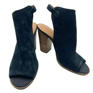 Lucky Brand Lisza Open Toe Slingback Leather Bootie Black Size 7